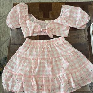 Pink Gingham Two Piece Set